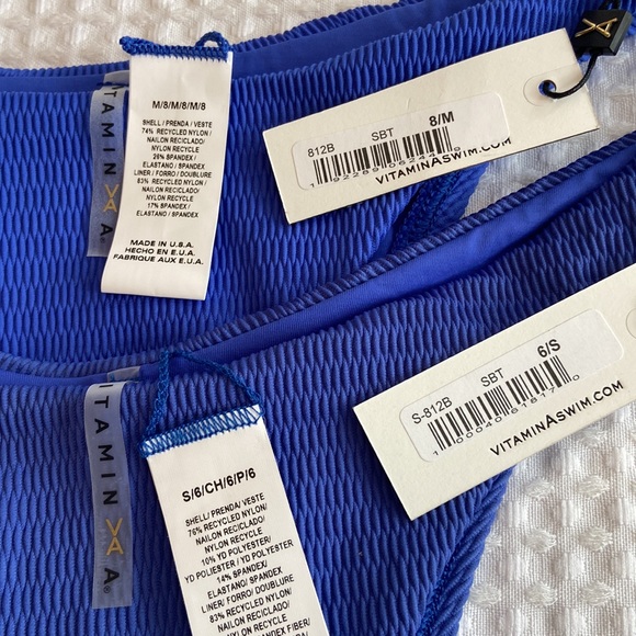 VITAMIN A California High Leg Cheeky Bikini Bottoms Size M/8 S/6 Royal Blue NEW! - Picture 6 of 16